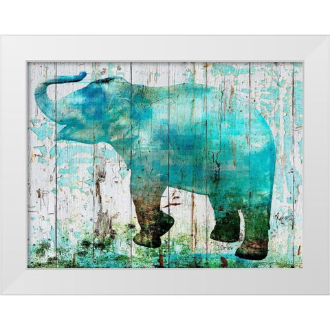 Blue Elephant White Modern Wood Framed Art Print by Orlov, Irena