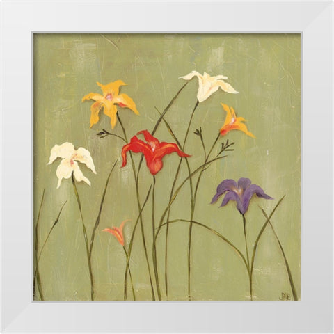 Jeweled Lilies I White Modern Wood Framed Art Print by Reynolds, Jade
