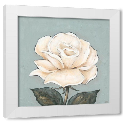 One Tan Rose White Modern Wood Framed Art Print by Reynolds, Jade