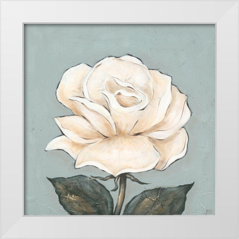One Tan Rose White Modern Wood Framed Art Print by Reynolds, Jade
