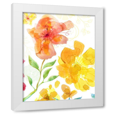 Blossoms in the Sun I White Modern Wood Framed Art Print by Naskrent, Delores