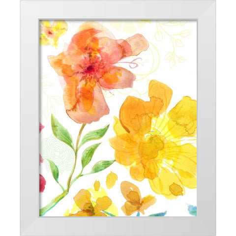 Blossoms in the Sun I White Modern Wood Framed Art Print by Naskrent, Delores