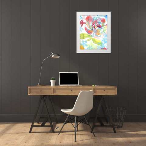 Blossoms in the Sun II White Modern Wood Framed Art Print by Naskrent, Delores