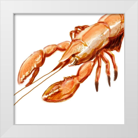 Illustrated Lobster I White Modern Wood Framed Art Print by Novak, Rick