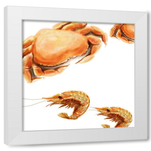 Illustrated Crab White Modern Wood Framed Art Print by Novak, Rick