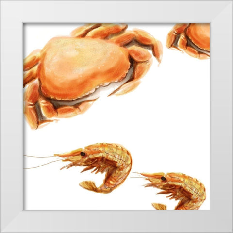 Illustrated Crab White Modern Wood Framed Art Print by Novak, Rick