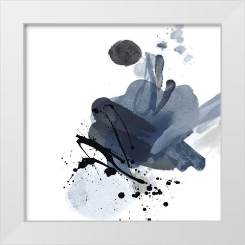Blue and Black Splash I White Modern Wood Framed Art Print by Orlov, Irena