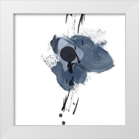 Blue and Black Splash II White Modern Wood Framed Art Print by Orlov, Irena