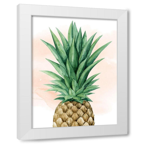 Pineapple on Coral I White Modern Wood Framed Art Print by Popp, Grace