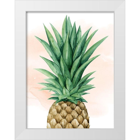 Pineapple on Coral I White Modern Wood Framed Art Print by Popp, Grace