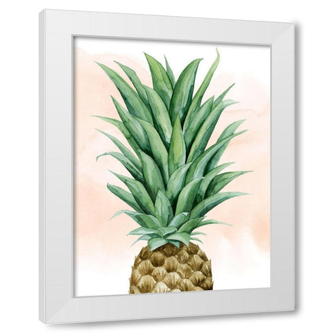 Pineapple on Coral II White Modern Wood Framed Art Print by Popp, Grace