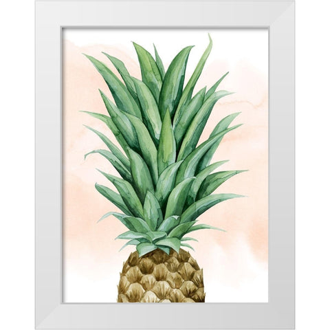 Pineapple on Coral II White Modern Wood Framed Art Print by Popp, Grace