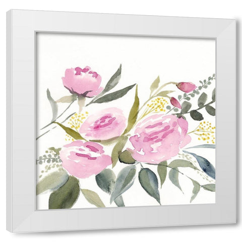 Rosebud Watercolor I White Modern Wood Framed Art Print by Borges, Victoria