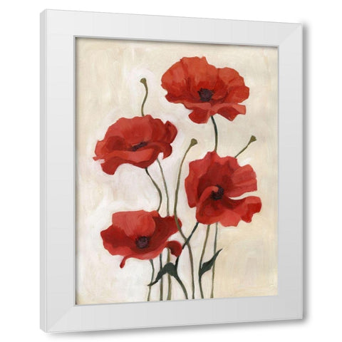 Poppy Bouquet III White Modern Wood Framed Art Print by Scarvey, Emma