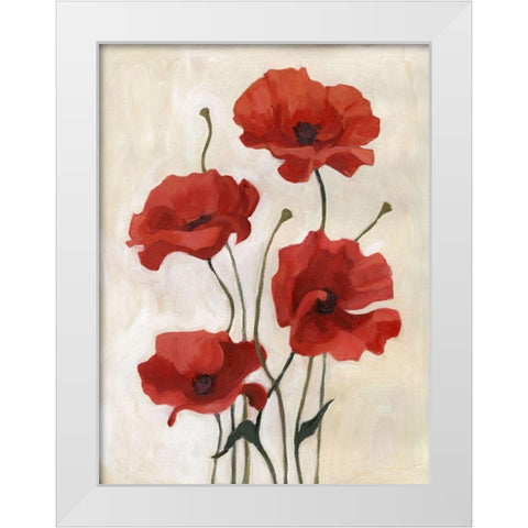 Poppy Bouquet III White Modern Wood Framed Art Print by Scarvey, Emma