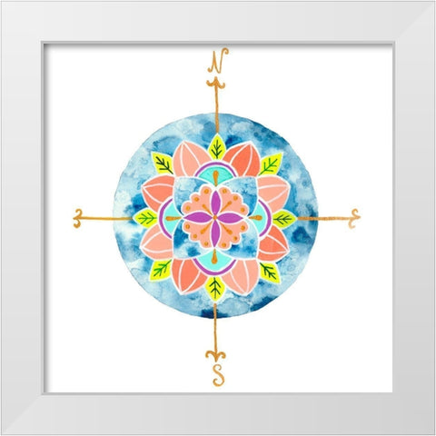 Blue Mandala I White Modern Wood Framed Art Print by Ewer, Rebekah