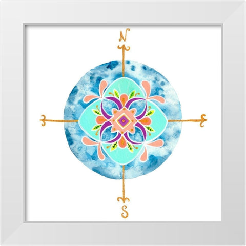 Blue Mandala II White Modern Wood Framed Art Print by Ewer, Rebekah