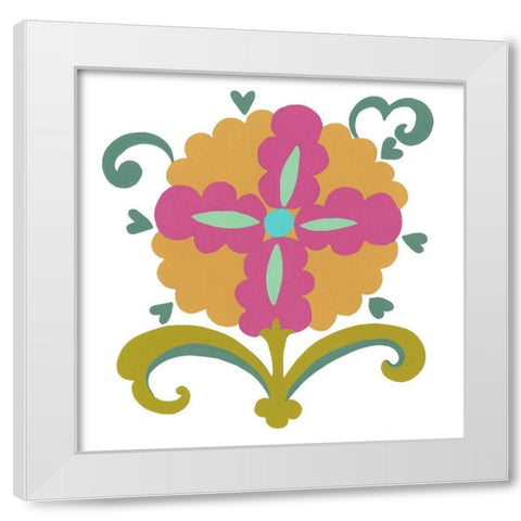 Suzani Flower IV White Modern Wood Framed Art Print by Zarris, Chariklia