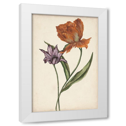 Two Tulips II White Modern Wood Framed Art Print by Wang, Melissa