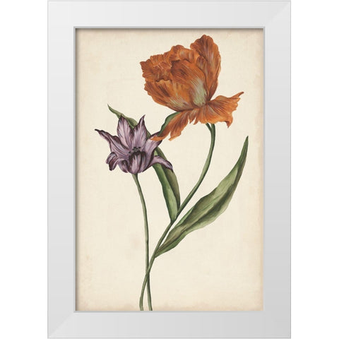 Two Tulips II White Modern Wood Framed Art Print by Wang, Melissa