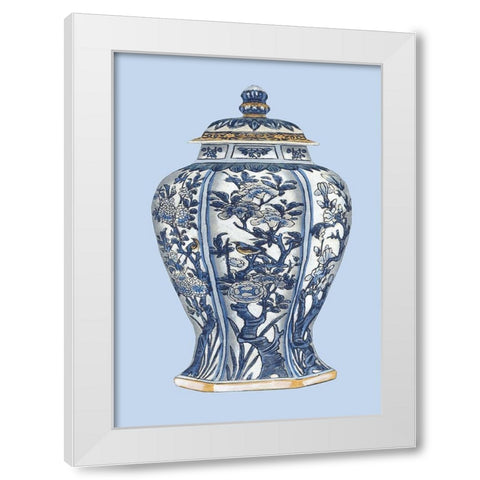 Custom Blue - White Porcelain Vase I White Modern Wood Framed Art Print by Vision Studio