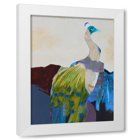 Peacock Transition I White Modern Wood Framed Art Print by Foregard, Larry