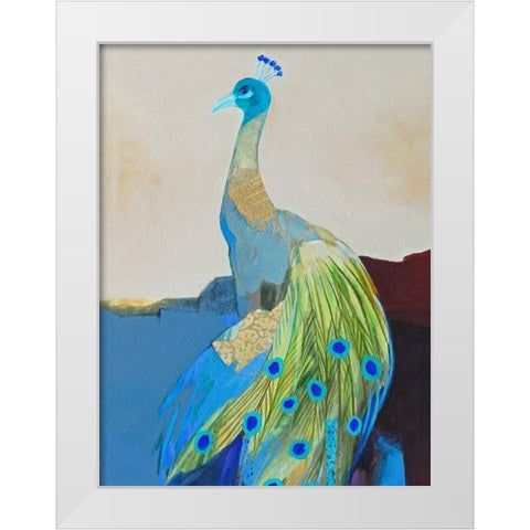 Peacock Transition II White Modern Wood Framed Art Print by Foregard, Larry