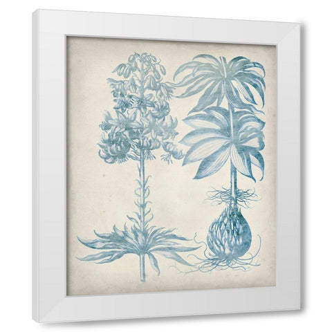 Blue Fresco Floral I White Modern Wood Framed Art Print by Vision Studio