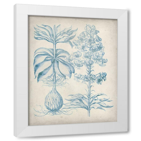 Blue Fresco Floral II White Modern Wood Framed Art Print by Vision Studio