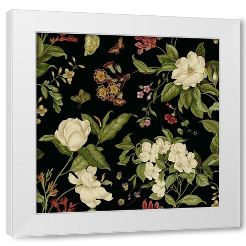 Garden Floral on Black I White Modern Wood Framed Art Print by Unknown