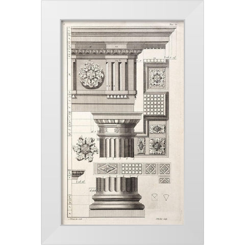 Column and Rosettes White Modern Wood Framed Art Print by Swan, Abraham