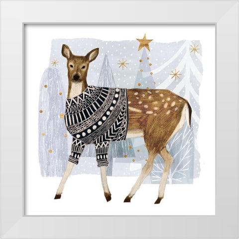 Cozy Woodland Animal III White Modern Wood Framed Art Print by Borges, Victoria