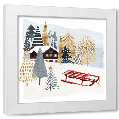 Christmas Chalet II White Modern Wood Framed Art Print by Borges, Victoria
