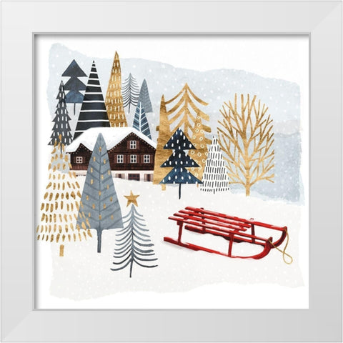 Christmas Chalet II White Modern Wood Framed Art Print by Borges, Victoria