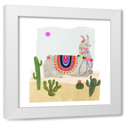 Llamarama III White Modern Wood Framed Art Print by Borges, Victoria