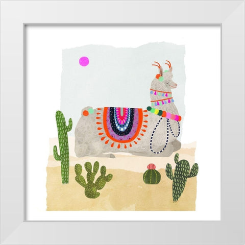 Llamarama III White Modern Wood Framed Art Print by Borges, Victoria