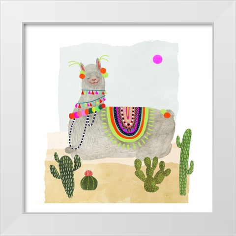Llamarama IV White Modern Wood Framed Art Print by Borges, Victoria