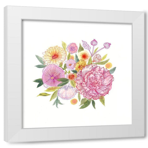 Pink Petals I White Modern Wood Framed Art Print by Borges, Victoria