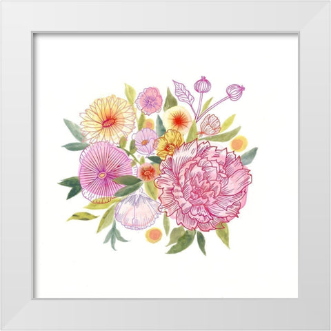 Pink Petals I White Modern Wood Framed Art Print by Borges, Victoria
