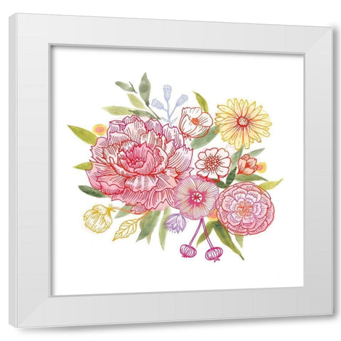 Pink Petals II White Modern Wood Framed Art Print by Borges, Victoria