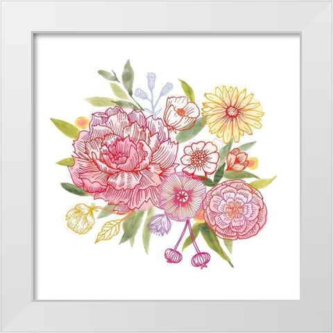 Pink Petals II White Modern Wood Framed Art Print by Borges, Victoria