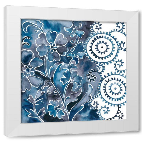 Cobalt Garden II White Modern Wood Framed Art Print by Zarris, Chariklia