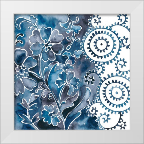 Cobalt Garden II White Modern Wood Framed Art Print by Zarris, Chariklia