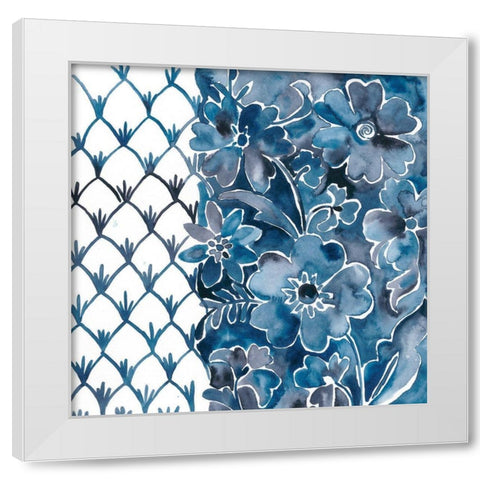 Cobalt Garden III White Modern Wood Framed Art Print by Zarris, Chariklia