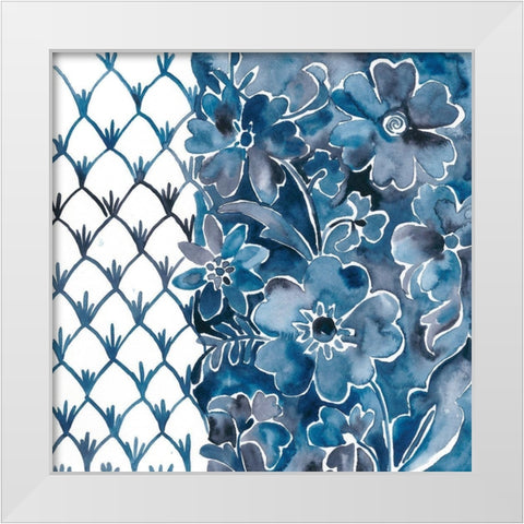 Cobalt Garden III White Modern Wood Framed Art Print by Zarris, Chariklia