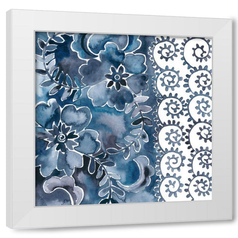 Cobalt Garden IV White Modern Wood Framed Art Print by Zarris, Chariklia