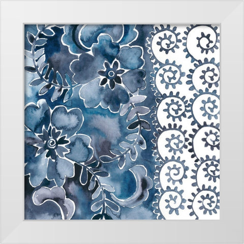 Cobalt Garden IV White Modern Wood Framed Art Print by Zarris, Chariklia