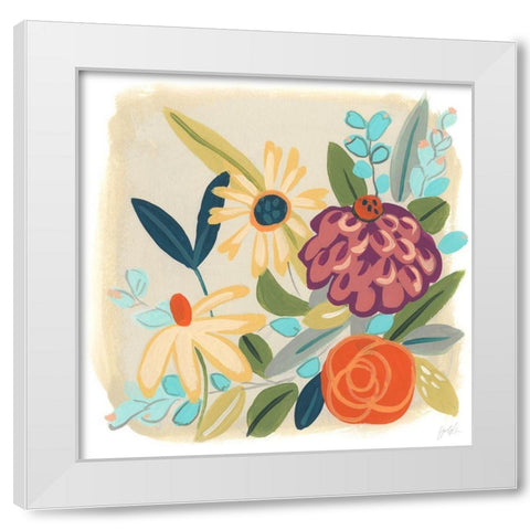Pop Posy III White Modern Wood Framed Art Print by Vess, June Erica