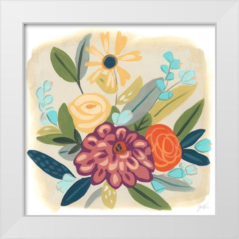 Pop Posy IV White Modern Wood Framed Art Print by Vess, June Erica