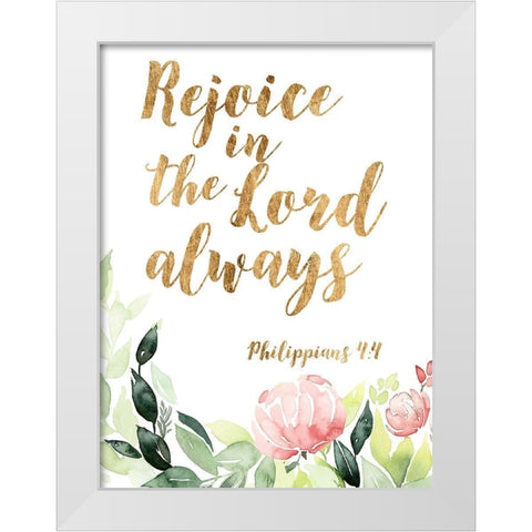 Grace Words Floral II White Modern Wood Framed Art Print by Studio W